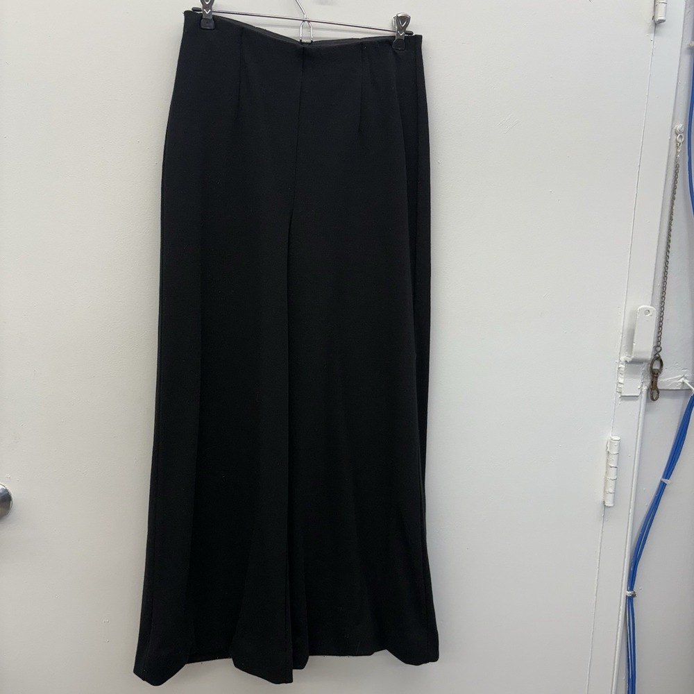 Womens Black High Waisted Wide Leg Dress Pants Trousers Solid Minimalist‎ Office